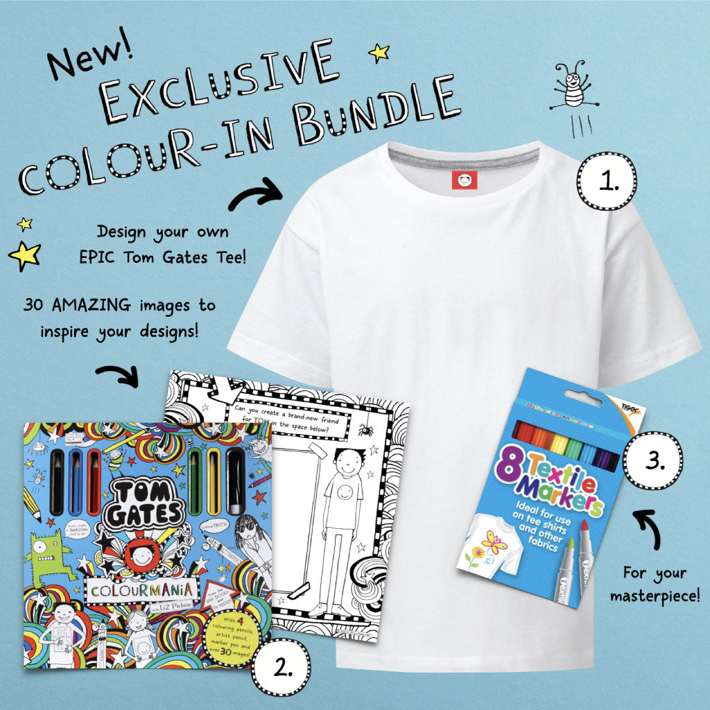 Load image into Gallery viewer, Tom Gates exclusive tshirt and pens
