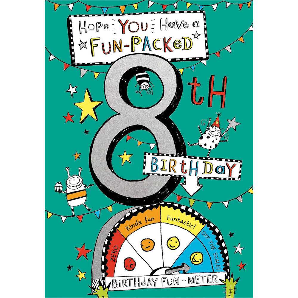 Tom Gates Happy Fun-packed 8th Birthday Card